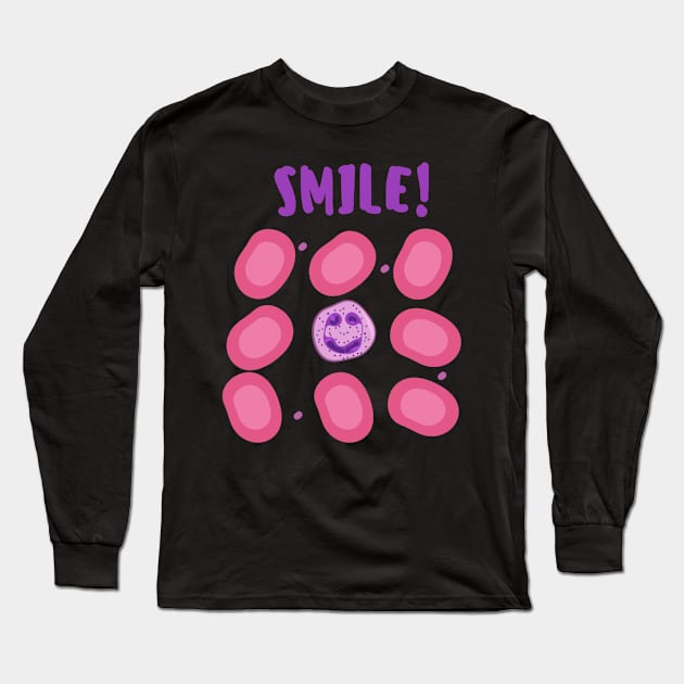 White Blood Cell Smiling Neutrophil Long Sleeve T-Shirt by ttyaythings